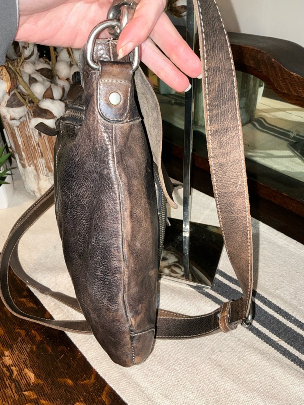 Bed Stu Jack Leather Crossbody Bag Black Rustic Retail $245 - Picture 5 of 15